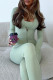 Green Casual Solid Color Patchwork Zipper Zipper Collar Long Sleeve Two Pieces