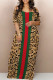 Leopard Print Sexy Letter Print Flowers Contrast V Neck Printed Dresses