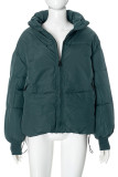 Blue Casual Solid Color Pocket Patchwork Zipper Zipper Collar Outerwear