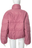 Pink Casual Solid Color Patchwork Zipper Contrast Zipper Collar Outerwear