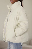 Blue Casual Solid Color Pocket Patchwork Zipper Zipper Collar Outerwear
