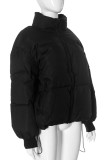 Blue Casual Solid Color Pocket Patchwork Zipper Zipper Collar Outerwear