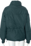 Blue Casual Solid Color Pocket Patchwork Zipper Zipper Collar Outerwear