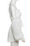 White Sexy Solid Color Patchwork Backless Off Shoulder Tops