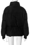 Blue Casual Solid Color Pocket Patchwork Zipper Zipper Collar Outerwear