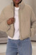 Khaki Casual Solid Color Pocket Patchwork Zipper Zipper Collar Outerwear