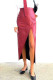 Red Sexy Solid Color Patchwork High Slit High Waist Patchwork Bottoms