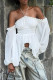 White Sexy Solid Color Patchwork Backless Off Shoulder Tops