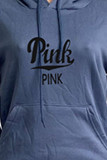 Red Casual Print Letter Hooded Collar Long Sleeve Two Pieces