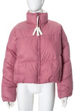 Pink Casual Solid Color Patchwork Zipper Contrast Zipper Collar Outerwear