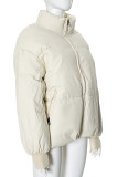 Blue Casual Solid Color Pocket Patchwork Zipper Zipper Collar Outerwear