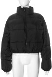 Pink Casual Solid Color Pocket Patchwork Zipper Zipper Collar Outerwear