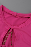 Orange Sexy Solid Hollowed Out O Neck Sleeveless Two Pieces