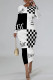 Black And White Casual Street Plaid Letter Print Contrast O Neck Printed Dresses