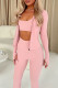 Pink Casual Solid Color Patchwork Zipper Zipper Collar Long Sleeve Two Pieces