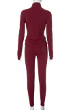 White Casual Solid Color Patchwork Zipper Zipper Collar Long Sleeve Two Pieces