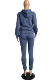 Red Casual Print Letter Hooded Collar Long Sleeve Two Pieces