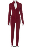 White Casual Solid Color Patchwork Zipper Zipper Collar Long Sleeve Two Pieces