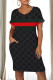 Stripe Casual Street Letter Print Stripe Pocket Contrast V Neck Printed Short Sleeve Dress