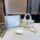 White Casual Daily Letters Patchwork Chains Texture Bags