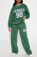 Green Casual Digital Patchwork V Neck Long Sleeve Two Pieces