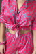 Rose Red Daily Letters Pocket Buckle Patchwork Turndown Collar Half Sleeve Two Pieces