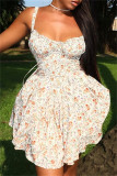 Multicolor Casual Floral Print Backless Spaghetti Strap Sleeveless Dresses