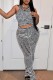 Black Casual Stripe Contrast U Neck Sleeveless Two Pieces
