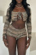 Green Sexy Stripe Patchwork Strap Design U Neck Long Sleeve Two Pieces