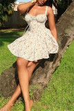Multicolor Casual Floral Print Backless Spaghetti Strap Sleeveless Dresses