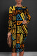 Yellow Sexy Print Patchwork O Neck Wrapped Skirt Dresses