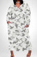 Gray White Casual Camouflage Print Pocket Patchwork V Neck Straight Plus Size Dresses