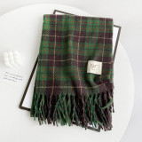 Red Daily Plaid Tassel Scarf