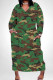 Green Casual Camouflage Print Pocket Patchwork V Neck Straight Plus Size Dresses