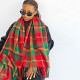 Red Daily Plaid Tassel Scarf