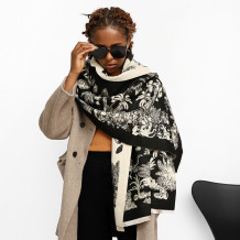 Black Casual Daily Jacquard Tassel Scarf