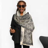 Red Casual Daily Jacquard Tassel Scarf
