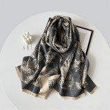 Red Casual Daily Jacquard Tassel Scarf