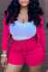 Rose Red Casual Solid Patchwork Hooded Collar Long Sleeve Two Pieces