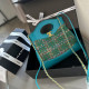 Cyan Street Daily Solid Color Metal Accessories Trim Weave Contrast Bags