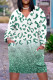 Green Casual Street Camouflage Print Butterfly Flowers Pocket Contrast V Neck Printed Plus Size Dresses
