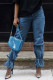 Dark Blue Sexy Solid Mid Waist Regular Denim