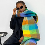 Multicolor Casual Daily Plaid Tassel Scarf