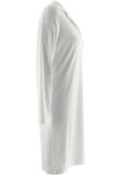 White Casual Solid Color Patchwork Turndown Collar Straight Dresses
