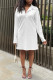 White Casual Solid Color Patchwork Turndown Collar Straight Dresses