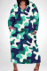 Turquoise Casual Camouflage Print Pocket Patchwork V Neck Straight Plus Size Dresses