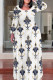 White Casual Print Patchwork O Neck Long Plus Size Dresses
