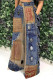 Multicolor Casual Faux Denim Print Pocket Contrast Loose High Waist Wide Leg Full Print Bottoms