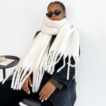 White Casual Daily Solid Color Tassel Scarf
