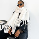 White Casual Daily Solid Color Tassel Scarf